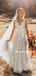 Elegant V-neck A-line Lace Tulle Simple Wedding Dresses. WDS0103
