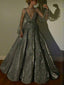 Elegant Jewel Long Sleeve Sliver Ball Gown,Cheap Prom Dresses,PDY0632