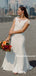 New V-neck Mermaid Short Sleeve Long Wedding Dresses, WDS0083