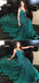 Spaghetti Straps V-neck Dark Green Satin Prom Dresses,Cheap Prom Dresses,PDY0482
