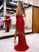 Sexy Spaghetti straps Side slit Mermaid Prom Dresses,PDS0884