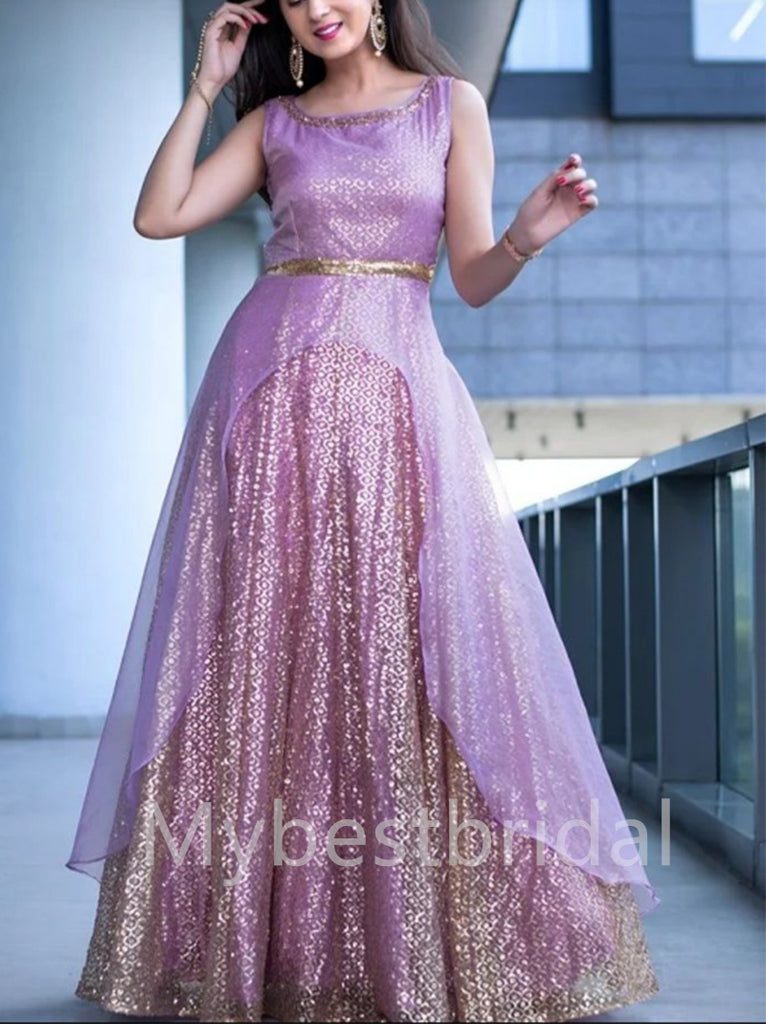 Elegant Square Sleeveless A-line Prom Dresses, PDS0496