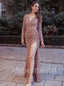 Sexy Long sleeves V-neck Side slit Mermaid Prom Dresses, PDS0488