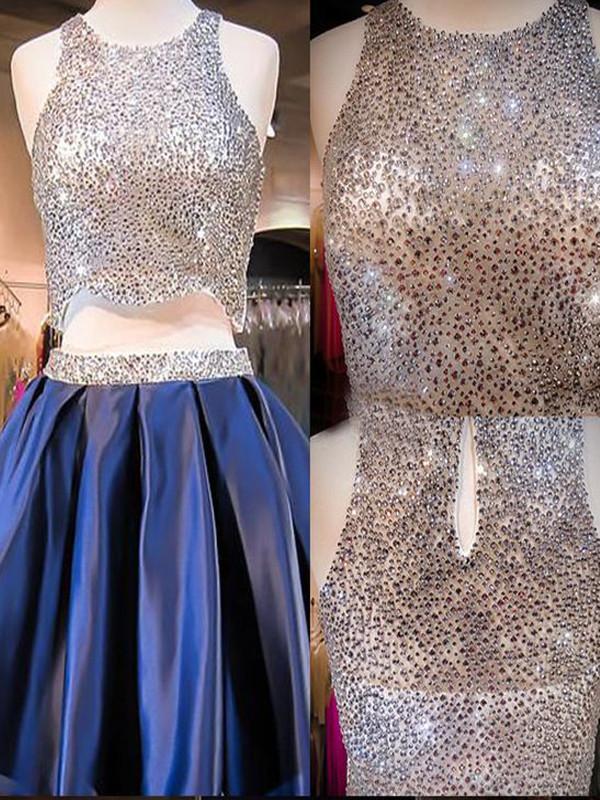 Blue sequin two pieces sparkly off shoulder sexy homecoming prom dress,BDY0112