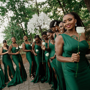 Mismatched Mermaid Green Side Slit Long Bridesmaid Dresses, BDS0145