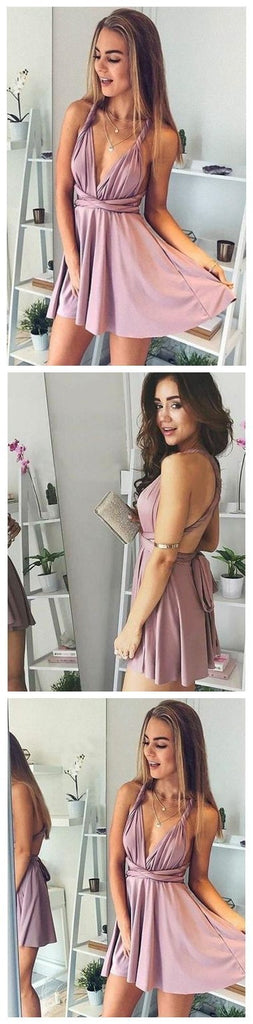 Simple Dusty Pink Cheap Short Homecoming Dresses 2018, BDY0339
