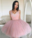 Cheap V Neck Tulle Cute Pink Homecoming Dresses 2018, BDY0199