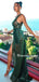 New Arrival One-shoulder Mermaid Green Side Slit Long Prom Dresses, PDS0269