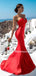 Simple Sweetheart Mermaid Red Long Prom Dresses, PDS0282