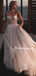 Sparkly Spaghetti Straps A-line Tulle Long Cheap Wedding Dresses, WDS0018