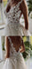 Charming V-neck A-line Organza Long Wedding Dresses, WDS0084