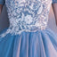 Cheap Blue Off Shoulder Lace Cute Homecoming Dresses, BDY0195