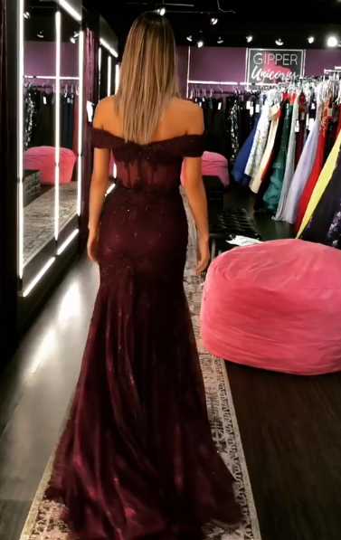 Mermaid Off-The-Shoulder Burgundy Lace Long Prom Dresses,Cheap Prom Dresses,PDY0513