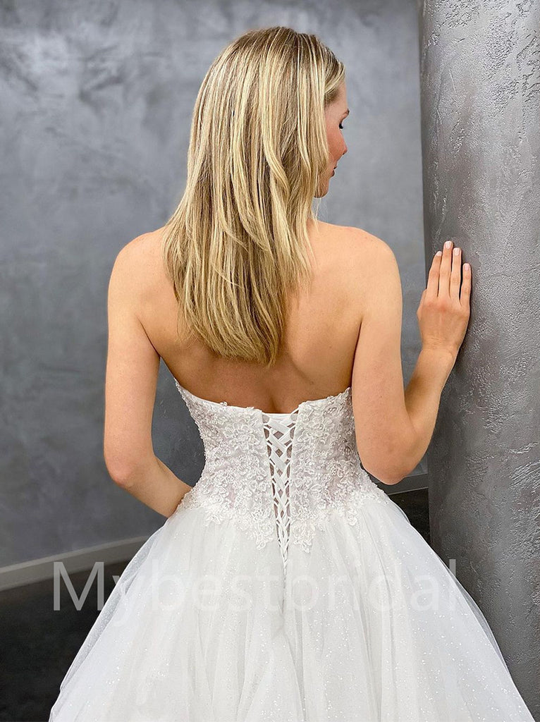Simple Sexy Sweetheart A-line Lace applique Wedding Dresses, WDY0211