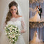 Gorgeous Off Shoulder Long Sleeve Zip Up Long A-line Princess Wedding Dresses, WDY0146