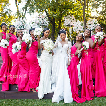 Mermaid One-shoulder Elegant Simple Pretty Long Bridesmaid Dresses,BDS0233