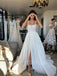 Simple Square Spaghetti straps A-Line Lace Wedding Dresses, WDY0192
