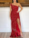 Sexy One shoulder Side slit sheath Prom Dresses,PDS0957