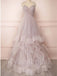 Elegant Spaghetti straps V-neck Sleeveless A-line Prom Dresses,PDS0587