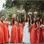 A-line Hlater Coral Chiffon Bridesmaid Dresses With Belt,Cheap Bridesmaid Dresses,WGY0376