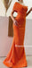 Elegant One-shoulder Mermaid Orange Simple Long Prom Dresses, PDS0270
