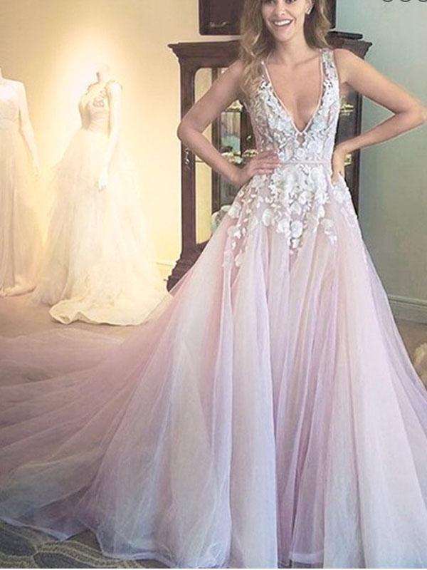 A-line V-neck Lavender Long Wedding Dress Dress ,Cheap Wedding Dresses – mybestbridal A-line V-neck Lavender Long Wedding Dress Dress ,Cheap Wedding Dresses – mybestbridal