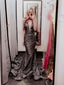 Mermaid V-neck Black Satin Prom Dresses,Cheap Prom Dresses,PDY0484
