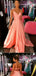 A-line Spaghetti Straps Pink Satin Long Prom Dresses,Cheap Prom Dresses,PDY0514