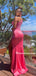 Simple One-shoulder Mermaid Side Slit Prom Dresses, PDS0281