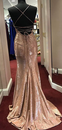 Shinning Mermiad V-neck Spaghetti Straps Evening Dresses ,Cheap Prom Dresses,PDY0611