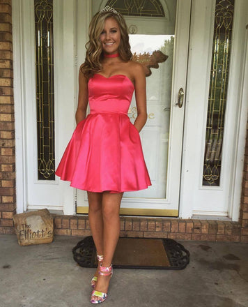 Sweetheart Simple Cute Cheap Short Red Homecoming Dresses Under 100, BDY0331
