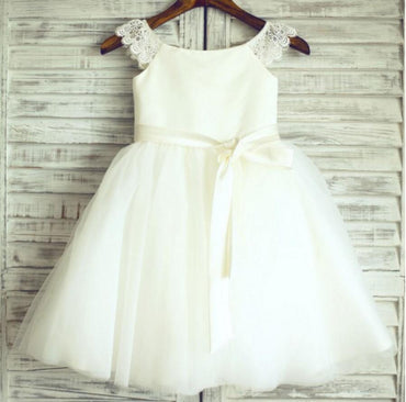 Ivory Lovely Tulle Cheap Flower Girl Dresses, Weding Little Girl Dresses, FGY0136