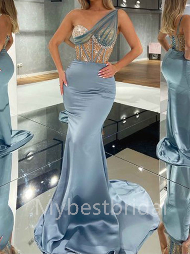 Sexy One-shoulder Sweetheart Mermaid Prom Dresses , PDS0386