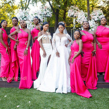 Mermaid One-shoulder Elegant Simple Pretty Long Bridesmaid Dresses,BDS0233