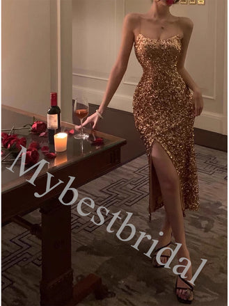 Sexy Square Sleeveless Side slit Sheath Long Prom Dress,PDS1041