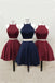 Simple Two Pieces Halter Burgundy Cheap Short Homecoming Dresses 2018, BDY0338