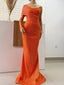 Elegant One-shoulder Mermaid Orange Simple Long Prom Dresses, PDS0270