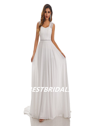 Simple Ivory A-Line Open Back Handmade Lace Wedding Dresses, WDY0187