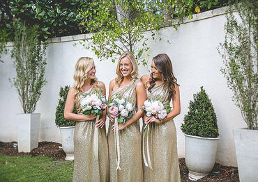 One Shoulder Sequin Bridesmaid Dresses, Shinning Gold Bridesmaid Dresses,Cheap Bridesmaid Dresses,WGY0265