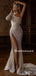 Popular High Neck Mermaid Sequin Side Slit Long Sleeve Prom Dresses, PDS0280