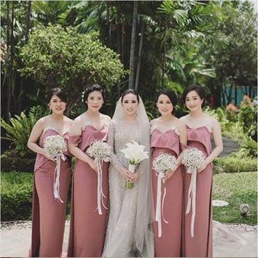 Sheath Sweetheart Dusty Pink Satin Bridesmaid Dresses,Cheap Bridesmaid Dresses,WGY0377