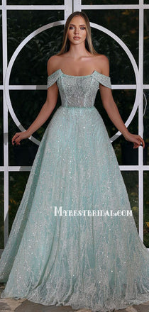 Sparkly Straight A-line Tulle Long Prom Dresses,Party Dresses, PDS0289