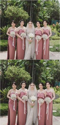 Sheath Sweetheart Dusty Pink Satin Bridesmaid Dresses,Cheap Bridesmaid Dresses,WGY0377