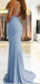 Mermaid Spaghetti Straps Blue Satin Prom Dresses,Cheap Prom Dresses,PDY0554