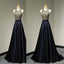 Charming Dark Blue Prom Dress,Navy Satin Evening Dress,Shinning Beading Party Gown , Fashion Gown. PDY0194