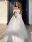 Simple Straight A-line Tulle Long Lovely Wedding Dresses,WDS0123