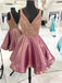 Backless V Neck Heavily Beaded Dusty Pink Homecoming Dresses,BDY0193