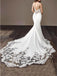 Elegant V-neck Spaghetti straps Mermaid Lace applique Wedding Dresses, WDY0299