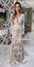 Lace V Neck Long Sleeve Mermaid Cheap Beach Wedding Dresses Online, WDY0252