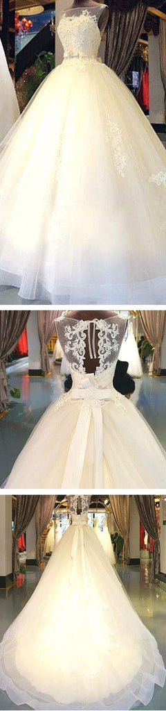 Cheap Popular Stunning Ivory Lace Top A-line Wedding Dresses, Bridal Gown, WDY0121